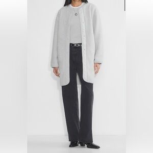 NWT Sherpa Wilfred Aritzia Light Grey Long Liner Teddy Jacket XS